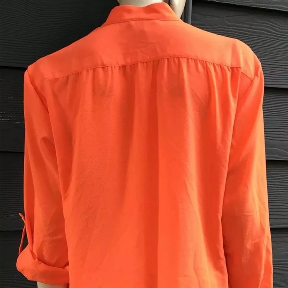 Alberto Makali Women Top Sz L Orange Roll on Slv - Picture 5 of 8